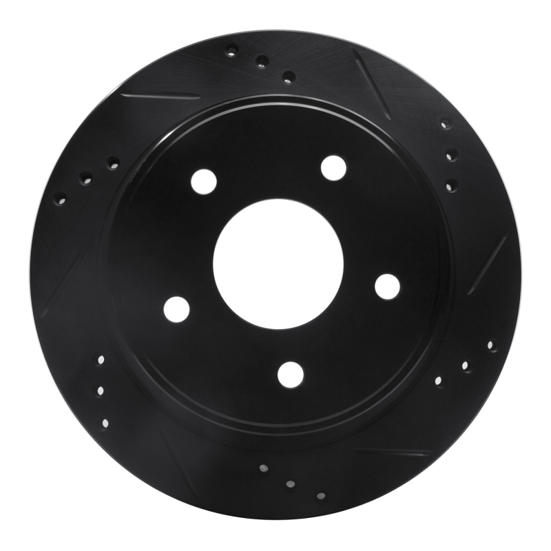 Chevrolet S10 Brake Rotor (1) - Rear Right - R1 Concepts - Drilled & Slotted - Black - `97-`05